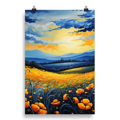 Berglandschaft mit schönen gelben Blumen - Landschaftsmalerei - Poster berge xxx 50.8 x 76.2 cm