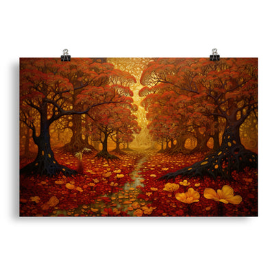 Wald im Herbst und kleiner Bach - Poster camping xxx 50.8 x 76.2 cm