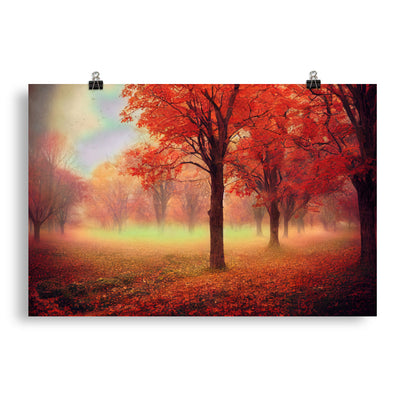 Wald im Herbst - Rote Herbstblätter - Poster camping xxx 50.8 x 76.2 cm