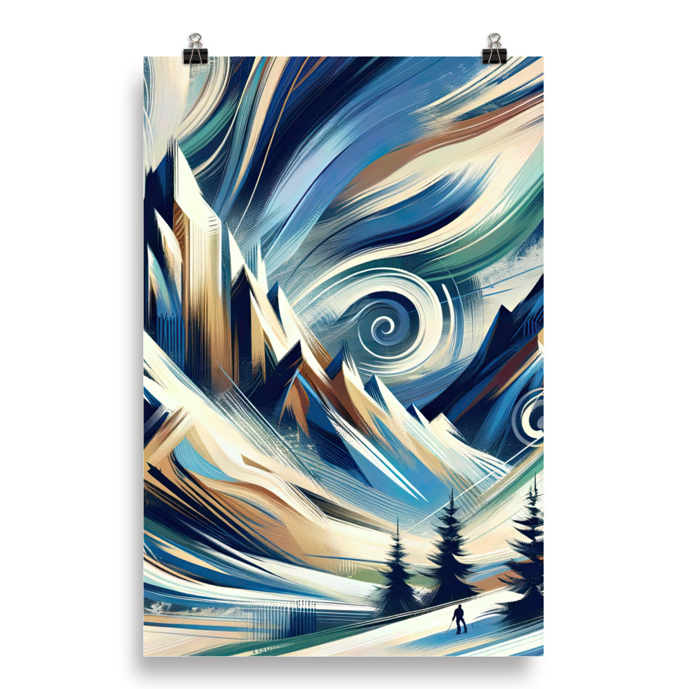 Abstrakte Kunst, die die Essenz der Alpen einfängt. Kräftige Pinselstriche stellen Gipfel und Muster dar - Enhanced Matte Paper Poster berge xxx yyy zzz 50.8 x 76.2 cm