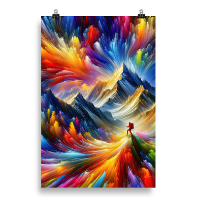 Alpen im Farbsturm mit erleuchtetem Wanderer - Abstrakt - Poster wandern xxx yyy zzz 50.8 x 76.2 cm