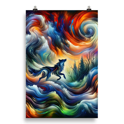 Alpen Abstraktgemälde mit Wolf Silhouette in lebhaften Farben (AN) - Poster xxx yyy zzz 50.8 x 76.2 cm