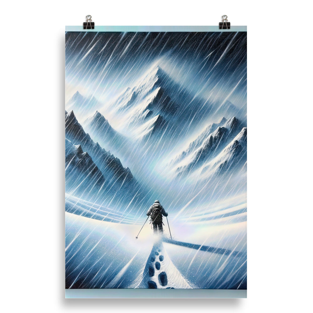 Wanderer und Bergsteiger im Schneesturm: Acrylgemälde der Alpen - Poster wandern xxx yyy zzz 50.8 x 76.2 cm
