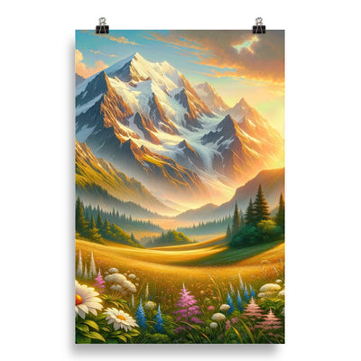 Heitere Alpenschönheit: Schneeberge und Wildblumenwiesen - Poster berge xxx yyy zzz 50.8 x 76.2 cm