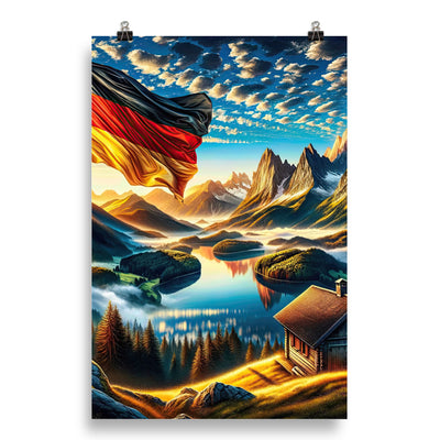 Alpen Gebirge im Morgenlicht: Kunstwerk mit Deutsche Flagge - Poster berge xxx yyy zzz 50.8 x 76.2 cm