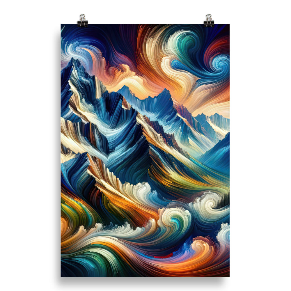 Abstrakte Kunst der Alpen mit lebendigen Farben und wirbelnden Mustern, majestätischen Gipfel und Täler - Enhanced Matte Paper Poster berge xxx yyy zzz 50.8 x 76.2 cm