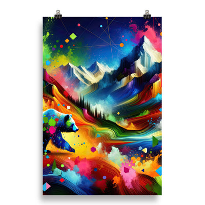 Neonfarbener Alpen Bär in abstrakten geometrischen Formen - Poster camping xxx yyy zzz 50.8 x 76.2 cm