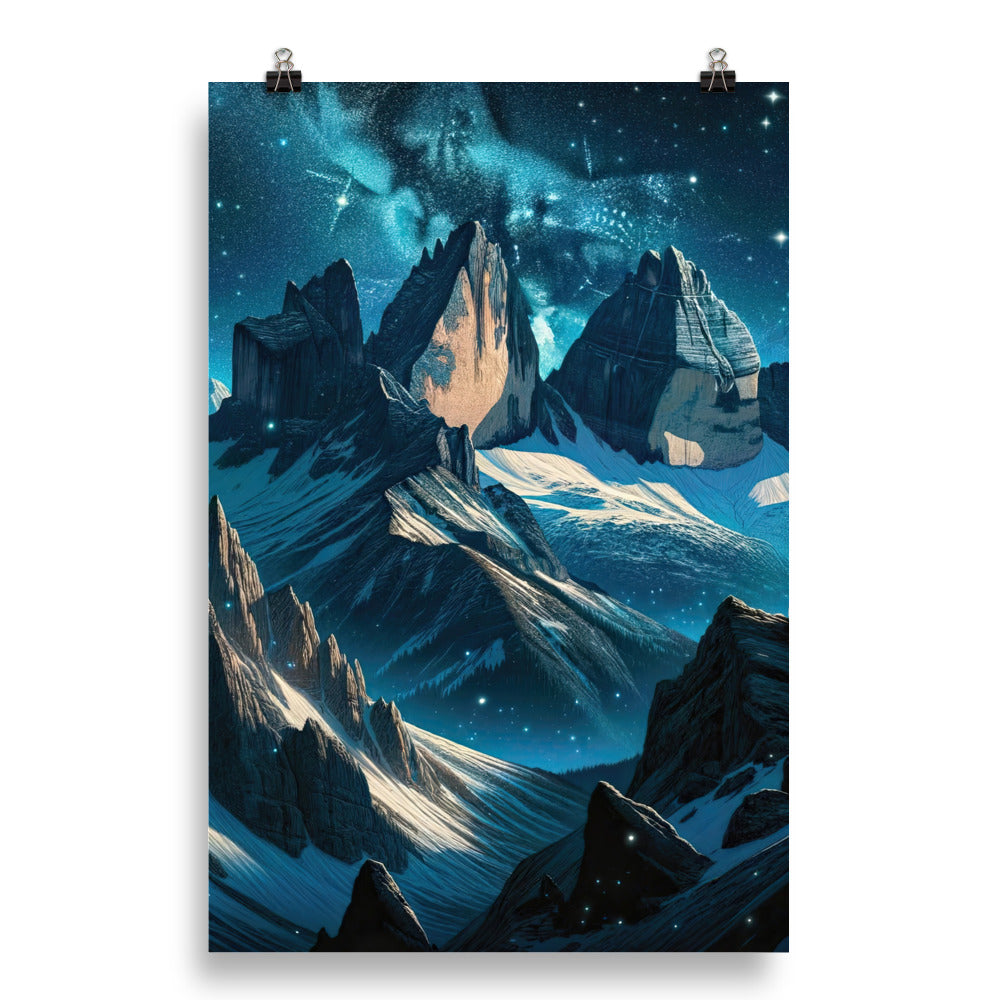 Fuchs in Alpennacht: Digitale Kunst der eisigen Berge im Mondlicht - Poster camping xxx yyy zzz 50.8 x 76.2 cm