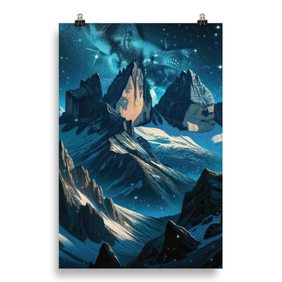 Fuchs in Alpennacht: Digitale Kunst der eisigen Berge im Mondlicht - Poster camping xxx yyy zzz 50.8 x 76.2 cm