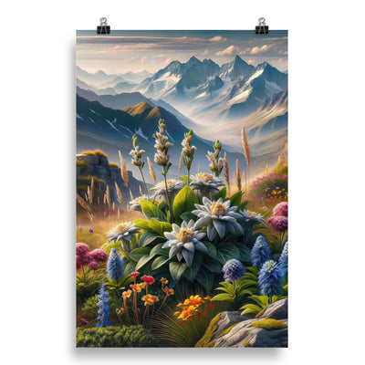 Alpine Flora: Digitales Kunstwerk mit lebendigen Blumen - Poster berge xxx yyy zzz 50.8 x 76.2 cm