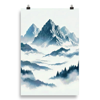 Nebeliger Alpenmorgen-Essenz, verdeckte Täler und Wälder - Poster berge xxx yyy zzz 50.8 x 76.2 cm