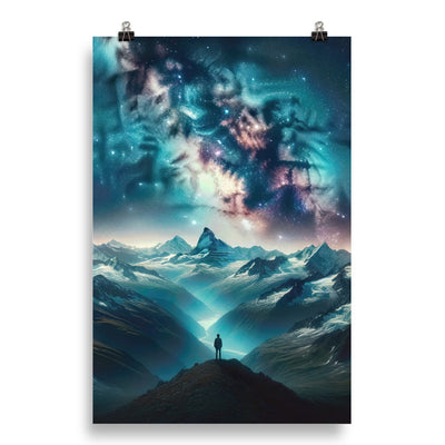 Alpennacht mit Milchstraße: Digitale Kunst mit Bergen und Sternenhimmel - Poster wandern xxx yyy zzz 50.8 x 76.2 cm