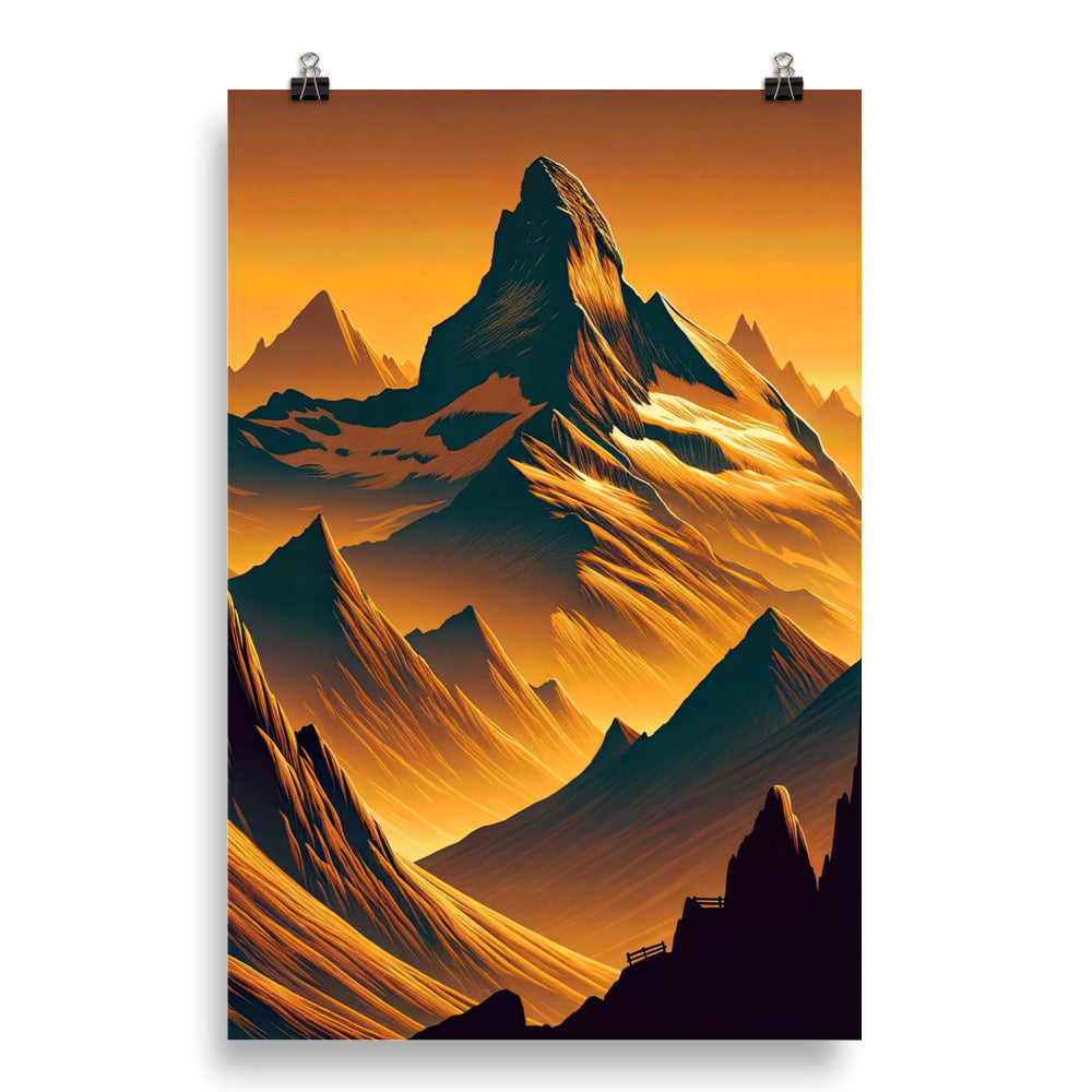 Fuchs in Alpen-Sonnenuntergang, goldene Berge und tiefe Täler - Poster camping xxx yyy zzz 50.8 x 76.2 cm