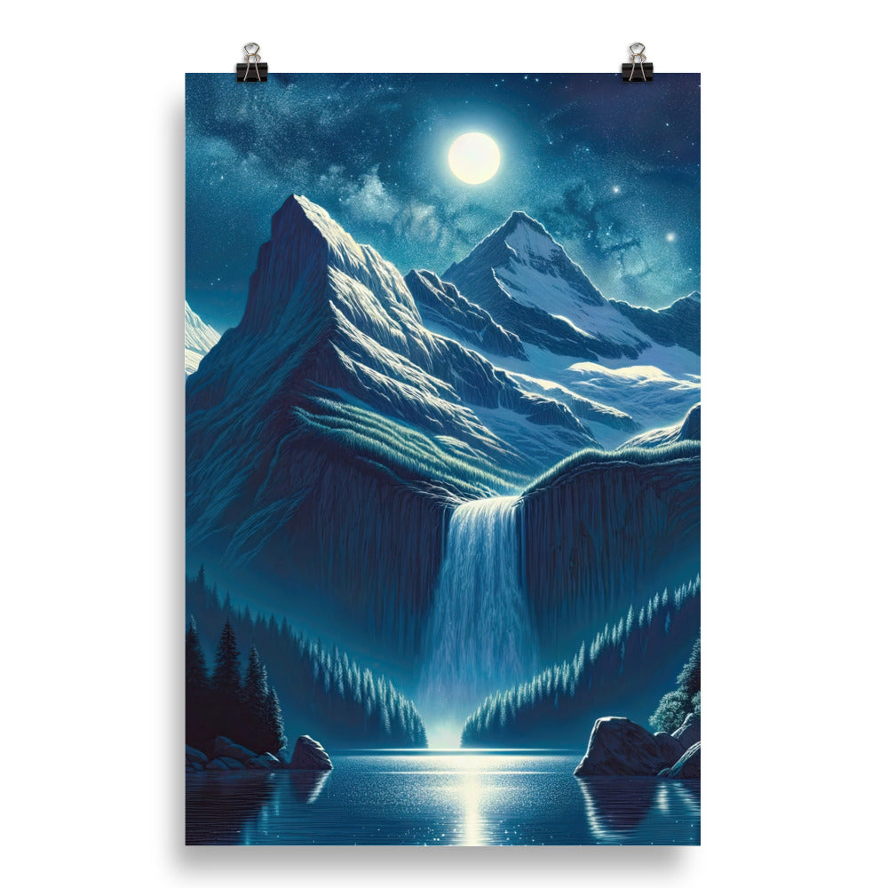 Legendäre Alpennacht, Mondlicht-Berge unter Sternenhimmel - Poster berge xxx yyy zzz 50.8 x 76.2 cm