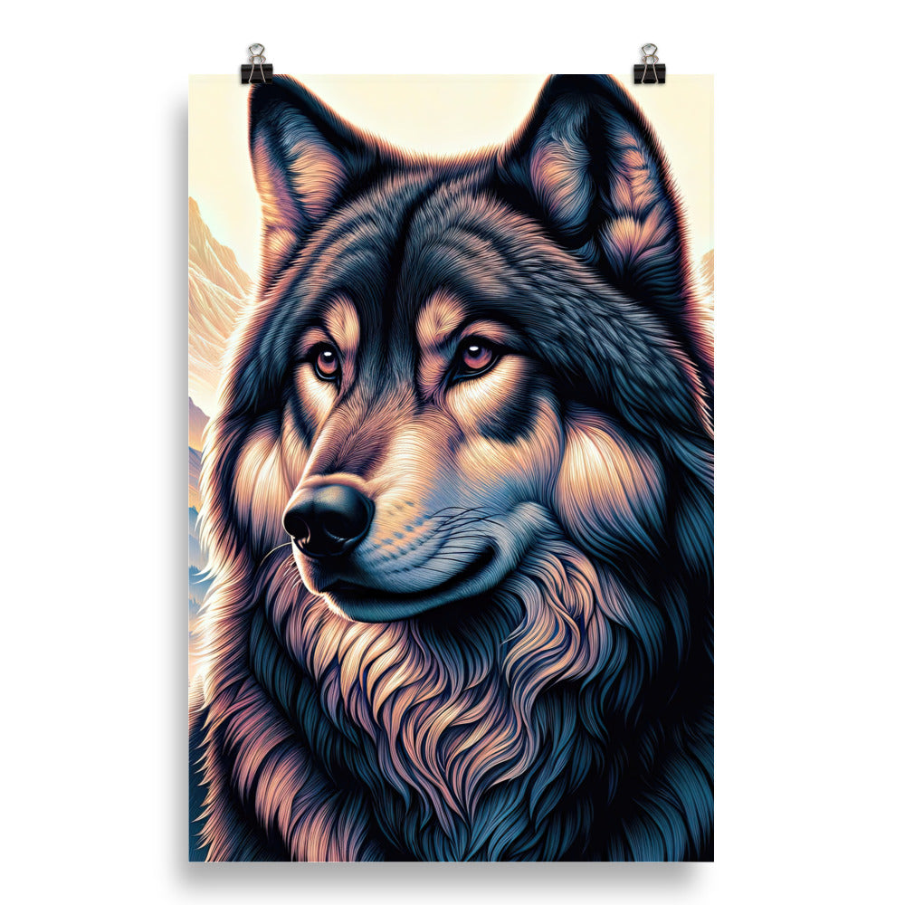 Majestätischer, glänzender Wolf in leuchtender Illustration (AN) - Poster xxx yyy zzz 50.8 x 76.2 cm