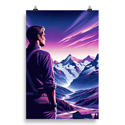 Wanderer in alpiner Dämmerung, schneebedeckte Gipfel ins Unendliche - Poster wandern xxx yyy zzz 50.8 x 76.2 cm