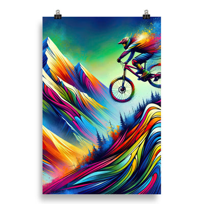 Mountainbiker in farbenfroher Alpenkulisse mit abstraktem Touch (M) - Poster xxx yyy zzz 50.8 x 76.2 cm