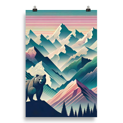 Bär im Panoramablick der Alpen, moderne Kunst-Gebirgsschichten - Poster camping xxx yyy zzz 50.8 x 76.2 cm