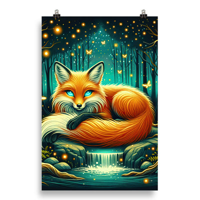 Bezaubernder Fuchs auf erleuchteter mystischer Waldlichtung - Poster camping xxx yyy zzz 50.8 x 76.2 cm