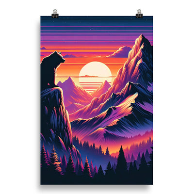 Alpen-Sonnenuntergang mit Bär auf Hügel, warmes Himmelsfarbenspiel - Poster camping xxx yyy zzz 50.8 x 76.2 cm