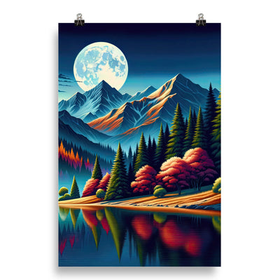 Ruhiger Herbstabend in den Alpen, grün-rote Berge - Poster berge xxx yyy zzz 50.8 x 76.2 cm
