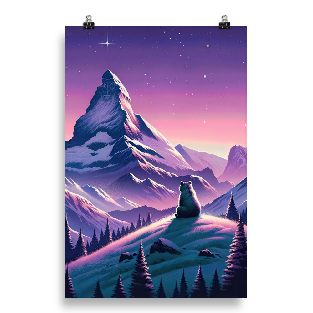 Bezaubernder Alpenabend mit Bär, lavendel-rosafarbener Himmel (AN) - Poster xxx yyy zzz 50.8 x 76.2 cm