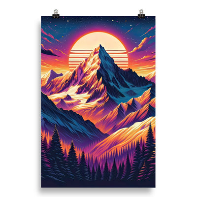 Lebendiger Alpen-Sonnenuntergang, schneebedeckte Gipfel in warmen Tönen - Poster berge xxx yyy zzz 50.8 x 76.2 cm
