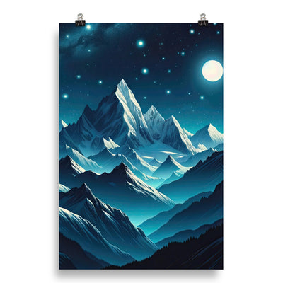 Sternenklare Nacht über den Alpen, Vollmondschein auf Schneegipfeln - Poster berge xxx yyy zzz 50.8 x 76.2 cm
