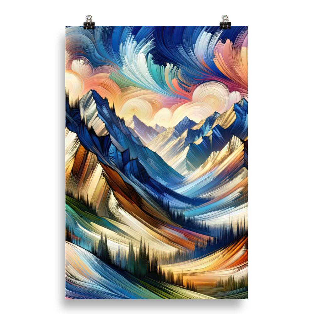 Alpen in abstrakter Expressionismus-Manier, wilde Pinselstriche - Poster berge xxx yyy zzz 50.8 x 76.2 cm