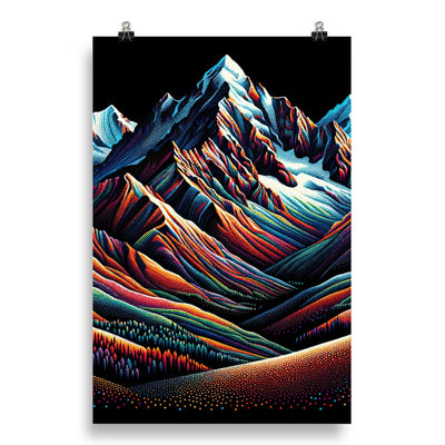 Pointillistische Darstellung der Alpen, Farbpunkte formen die Landschaft - Poster berge xxx yyy zzz 50.8 x 76.2 cm