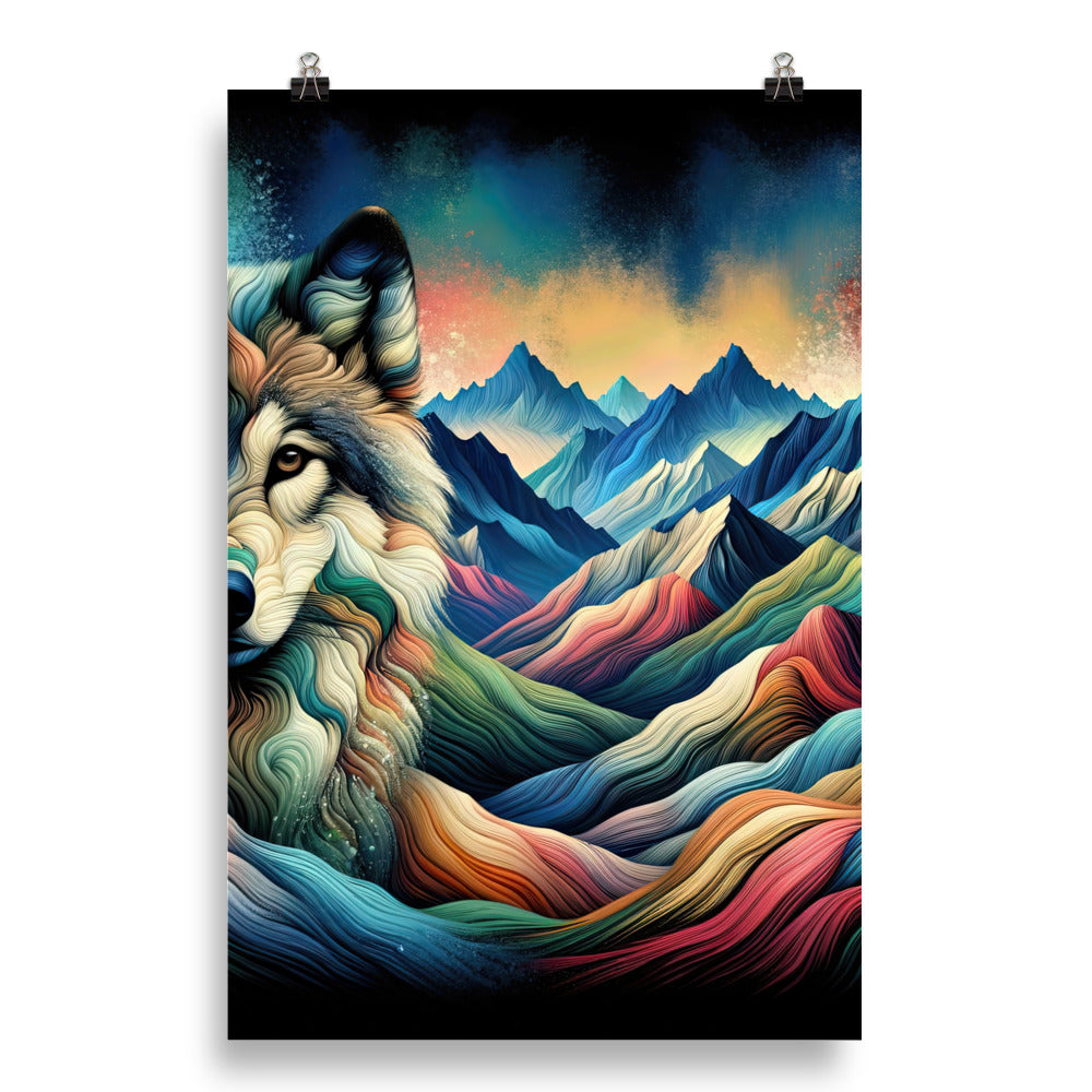Traumhaftes Alpenpanorama mit Wolf in wechselnden Farben und Mustern (AN) - Poster xxx yyy zzz 50.8 x 76.2 cm