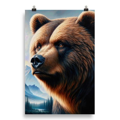 Ölgemälde, das das Gesicht eines starken realistischen Bären einfängt. Porträt - Poster camping xxx yyy zzz 50.8 x 76.2 cm