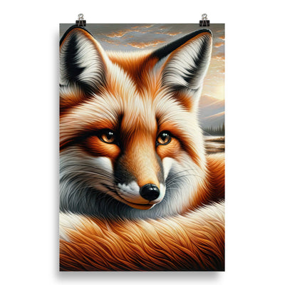 Ölgemälde eines nachdenklichen Fuchses mit weisem Blick - Poster camping xxx yyy zzz 50.8 x 76.2 cm