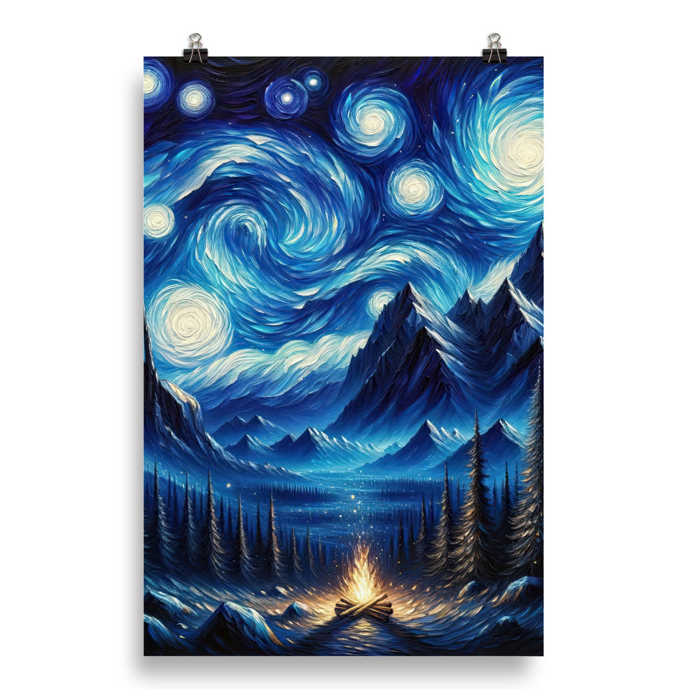 Sternennacht-Stil Ölgemälde der Alpen, himmlische Wirbelmuster - Poster berge xxx yyy zzz 50.8 x 76.2 cm
