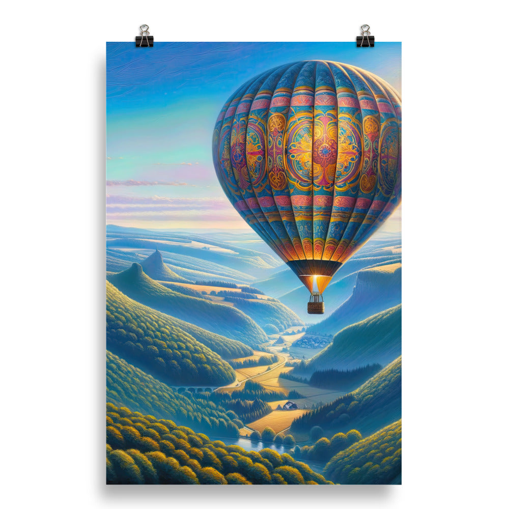 Ölgemälde einer ruhigen Szene mit verziertem Heißluftballon - Poster berge xxx yyy zzz 50.8 x 76.2 cm