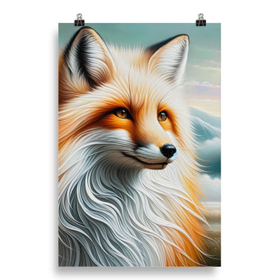 Ölgemälde eines anmutigen, intelligent blickenden Fuchses in Orange-Weiß - Poster camping xxx yyy zzz 50.8 x 76.2 cm