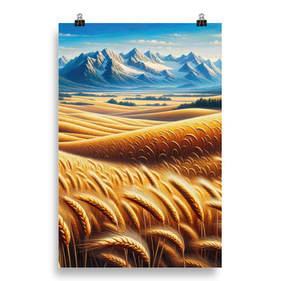Ölgemälde eines weiten bayerischen Weizenfeldes, golden im Wind (TR) - Poster xxx yyy zzz 50.8 x 76.2 cm