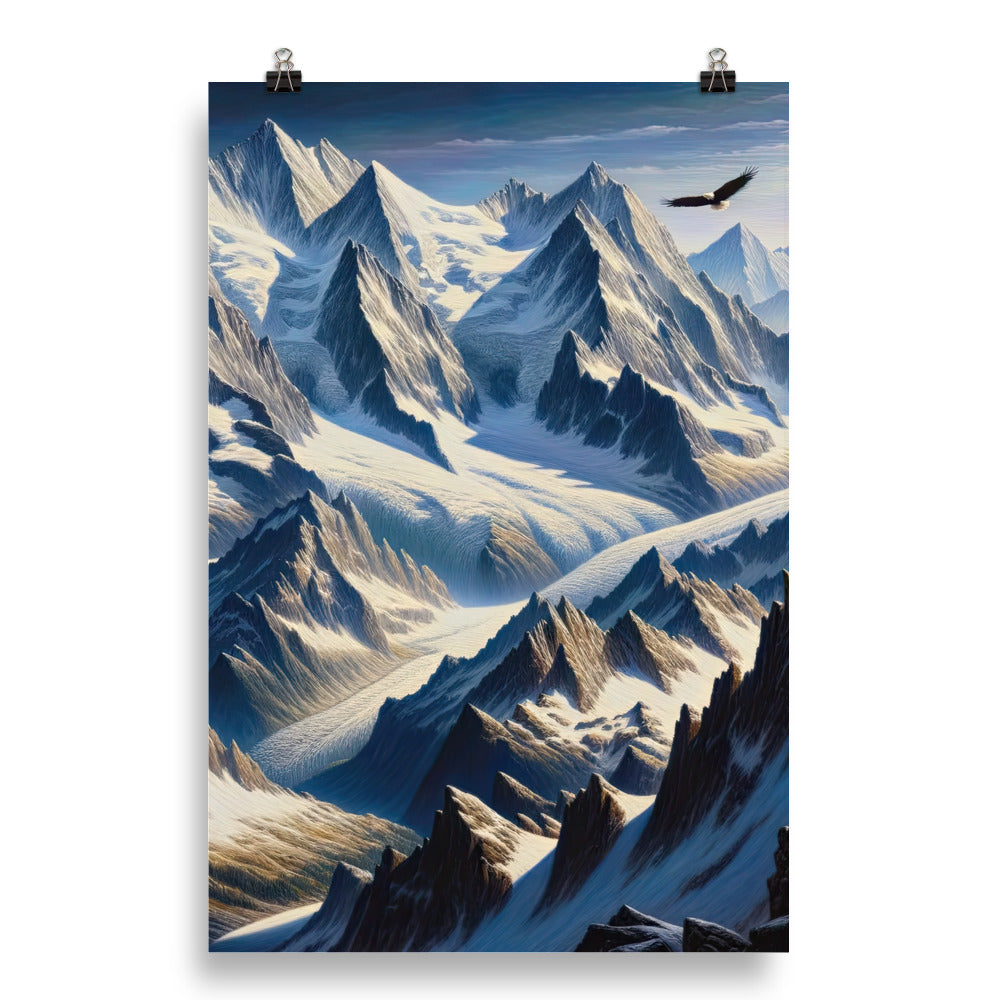 Ölgemälde der Alpen mit hervorgehobenen zerklüfteten Geländen im Licht und Schatten - Poster berge xxx yyy zzz 50.8 x 76.2 cm