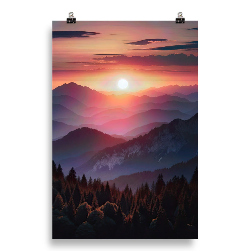 Foto der Alpenwildnis beim Sonnenuntergang, Himmel in warmen Orange-Tönen - Poster berge xxx yyy zzz 50.8 x 76.2 cm