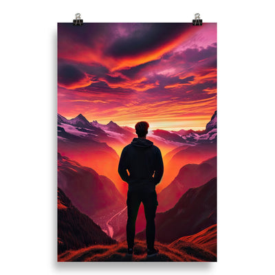 Foto der Schweizer Alpen im Sonnenuntergang, Himmel in surreal glänzenden Farbtönen - Poster wandern xxx yyy zzz 50.8 x 76.2 cm