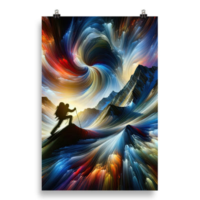 Foto der Alpen in abstrakten Farben mit Bergsteigersilhouette - Poster wandern xxx yyy zzz 50.8 x 76.2 cm