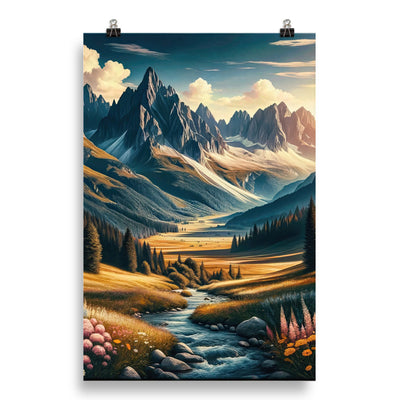Quadratisches Kunstwerk der Alpen, majestätische Berge unter goldener Sonne - Poster berge xxx yyy zzz 50.8 x 76.2 cm