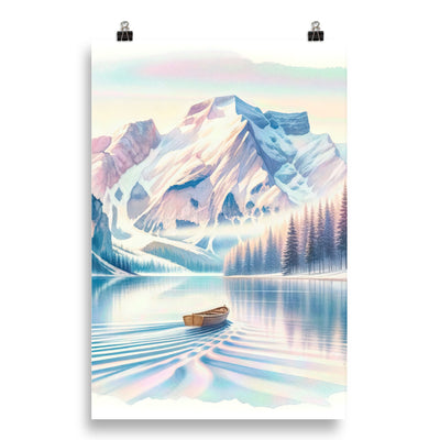 Aquarell eines klaren Alpenmorgens, Boot auf Bergsee in Pastelltönen - Poster berge xxx yyy zzz 50.8 x 76.2 cm