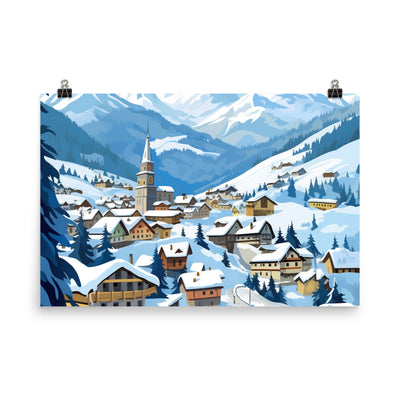 Kitzbühl - Berge und Schnee - Landschaftsmalerei - Poster ski xxx 61 x 91.4 cm
