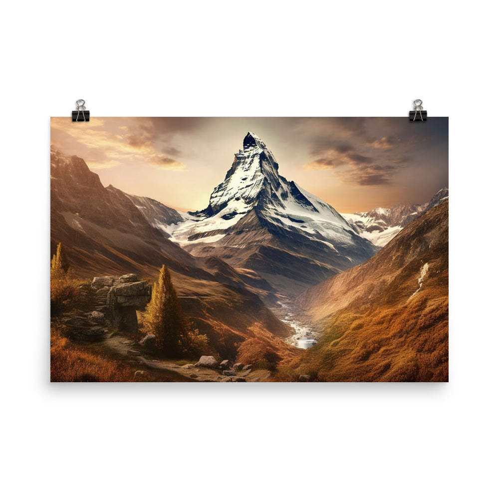 Matterhorn - Epische Malerei - Landschaft - Poster berge xxx 61 x 91.4 cm