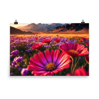 Wünderschöne Blumen und Berge im Hintergrund - Poster berge xxx 61 x 91.4 cm