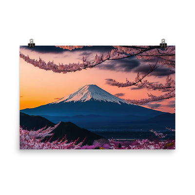 Berg - Pinke Bäume und Blumen - Poster berge xxx 61 x 91.4 cm