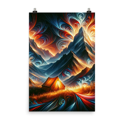 Abstrakte Kunst der Alpen, wo die Berge mit dynamischen Farben und Mustern pulsieren und eine Szene Energie schaffen - Enhanced Matte camping xxx yyy zzz 61 x 91.4 cm