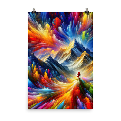 Alpen im Farbsturm mit erleuchtetem Wanderer - Abstrakt - Poster wandern xxx yyy zzz 61 x 91.4 cm