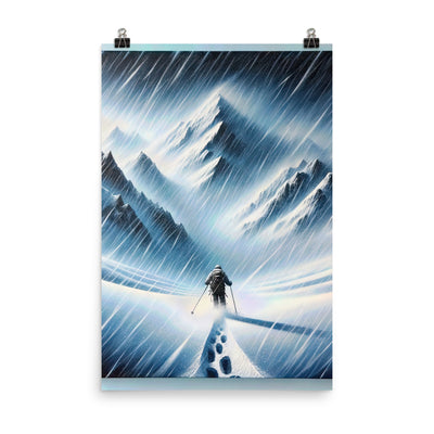Wanderer und Bergsteiger im Schneesturm: Acrylgemälde der Alpen - Poster wandern xxx yyy zzz 61 x 91.4 cm